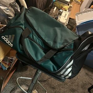 Adidas Green and Black Duffel Bag